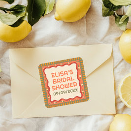 Adesivo Quadrado Diversão Retro Boho Artesanal CHAVE Bridal Shower