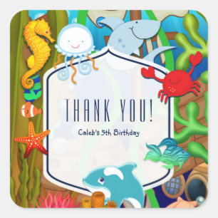 Adesivo Quadrado Diversão sob o favor do partido aniversário de cri