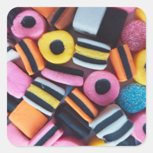 Adesivo Quadrado Divertido, colorido, Licorice Licorice Allsorts
