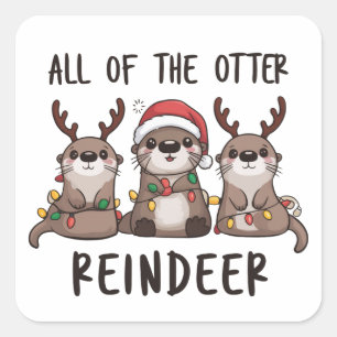 Adesivo Quadrado Divertido Todos Os Animais Rena Da Lontra Natal