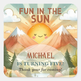 Adesivo Quadrado Divertimento na festa do Aniversário de criança do