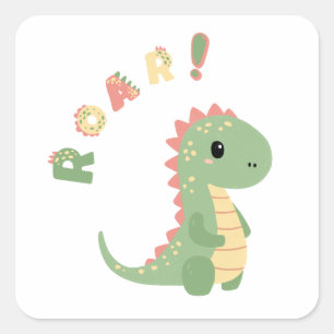 Adesivo Quadrado Divirta-se com um partido Dino-Mite!
