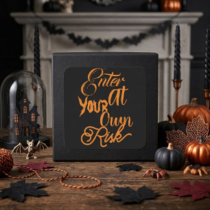 Adesivo Quadrado Divirta-se na Festa de Halloween Assustadora e Ent