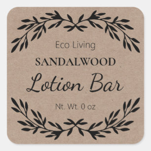 Adesivo Quadrado DIY Vintage Lotion Bar Kraft Labs