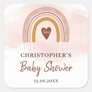 Adesivo quadrado do chá de fraldas Rainbow cor-de