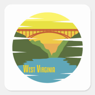 Adesivo Quadrado Do desfiladeiro novo WV do rio de West Virginia