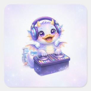 Adesivo Quadrado do DJ Dragon Fofo