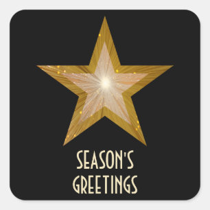 Adesivo quadrado do Dourado Star Season's Greeting
