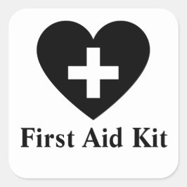 Adesivo quadrado do kit de primeiros socorros pers