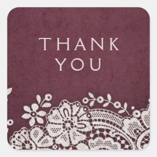 Adesivo Quadrado Do laço elegante do vintage de Borgonha favor