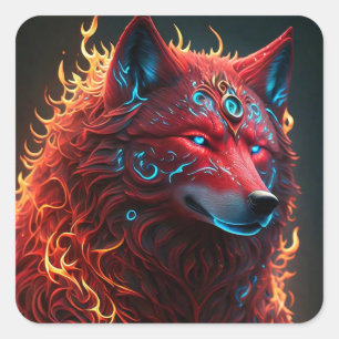 Adesivo Quadrado do Lobo Vermelho Celta