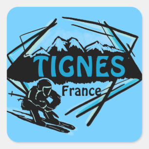 Adesivo Quadrado Do logotipo azul do esqui de Tignes France