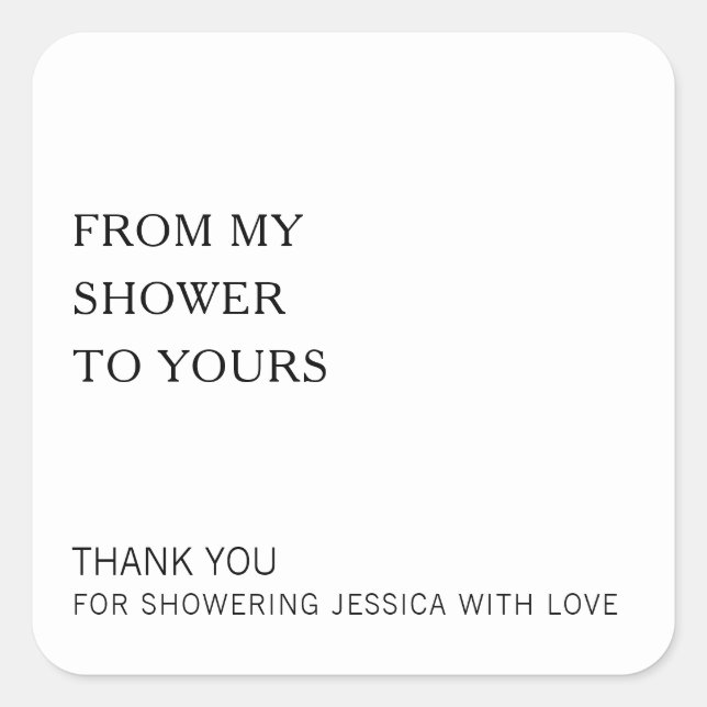 Adesivo Quadrado Do Meu Chuveiro Para o Seu Moderno Favor de Chuvei (Frente)