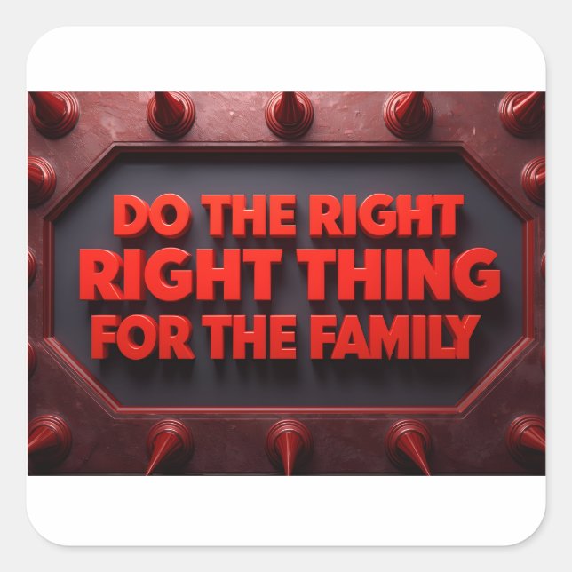 Adesivo Quadrado Do The Right Thing For The Family (Frente)
