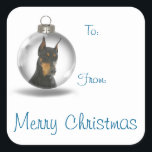 Adesivo Quadrado Doberman Christmas Gift Stickers<br><div class="desc">Estes palitos de Natal são perfeitos para qualquer amante do Doberman Pinscher.</div>