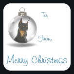 Adesivo Quadrado Doberman Christmas Gift Stickers<br><div class="desc">Estes palitos de Natal são perfeitos para qualquer amante do Doberman Pinscher.</div>