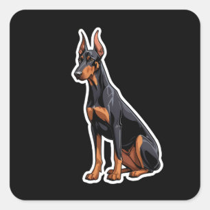 Adesivo Quadrado Doberman Pinscher