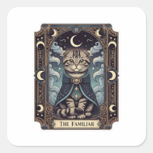 Adesivo Quadrado Dobra Tarot - Dobra escocesa de Cat Tarot Hallowee