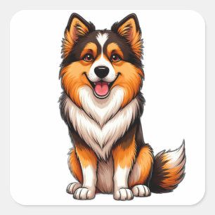 Adesivo Quadrado Doce Cachorro Arte de Desenho Animado de Ovelheiro