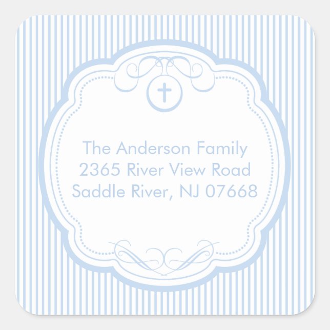 Adesivo Quadrado Doce Cruz Em Frame Address Sticker Baptism (Frente)