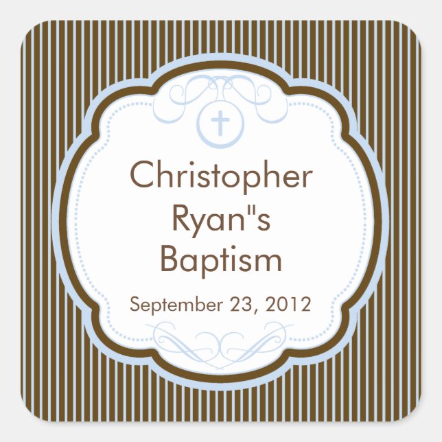 Adesivo Quadrado Doce Cruz Em Frame Baptism Favorece Seal (Frente)