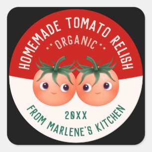 Adesivo Quadrado Doce Molho de Tomate Caseiro Receita de Conserva