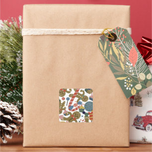 Adesivo Quadrado Doce Pão de Natal Gengibre Homem Doce Areia