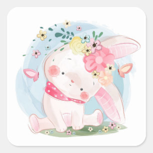 Adesivo Quadrado Doce Primavera Bunny