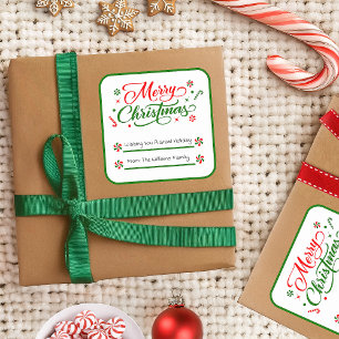 Adesivo Quadrado Doces de hortelã-pimenta de Natal