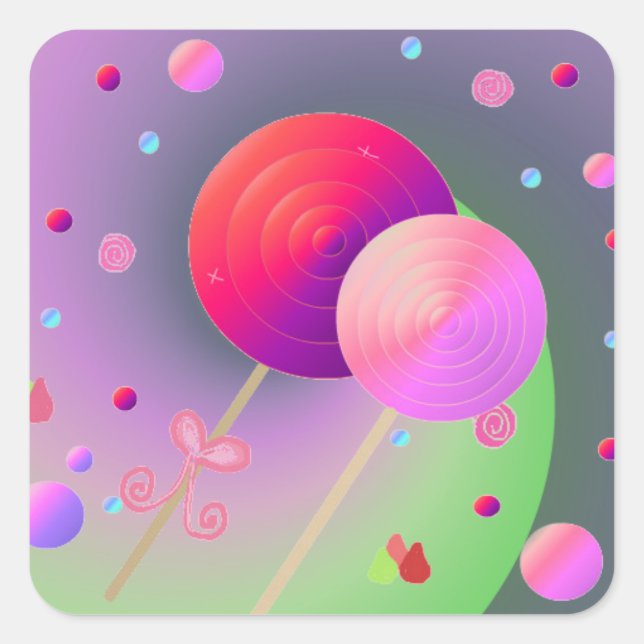 Adesivo Quadrado Doces e Lolipps (Frente)
