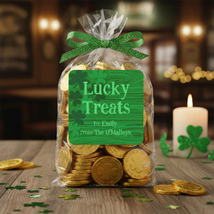 Adesivo Quadrado Doces Sortudos Personalizados Dia de São Patrício