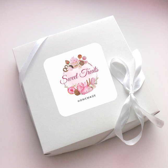 Adesivo Quadrado Doces Tratados - Home Bakery (Criador carregado)