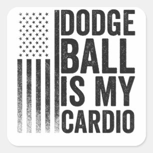 Adesivo Quadrado Dodgball É Meu Cardio Engraçado Patriótico America