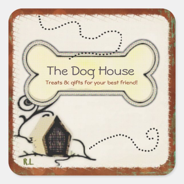 Adesivo Quadrado Dog House PET TREATS OFERECE EMPRESAS (Frente)