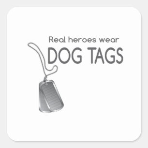 Adesivo Quadrado Dog tags real do desgaste dos heróis