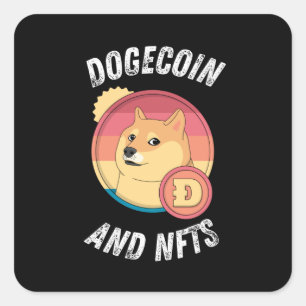 Adesivo Quadrado Dogecoin E Nfts - Engraçada Cripto De Cães