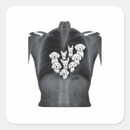 Adesivo Quadrado Doggie Heart X-Ray - Design do Cachorro Engraçado
