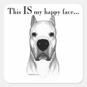 Adesivo Quadrado Dogo Argentino Happy Face