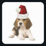 Adesivo Quadrado Dogs~Original Ditzy Sticker~Beagle~Christmas<br><div class="desc">Dogs~Original Ditzy Sticker~Beagle~Christmas</div>