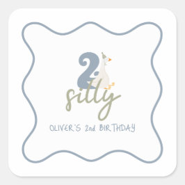 Adesivo Quadrado Dois Bobos ficam azuis e segundos aniversários ver