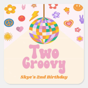 Adesivo Quadrado Dois Favor do Partido do segundo aniversário da Bo