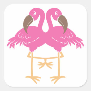Adesivo Quadrado Dois flamingos de dança