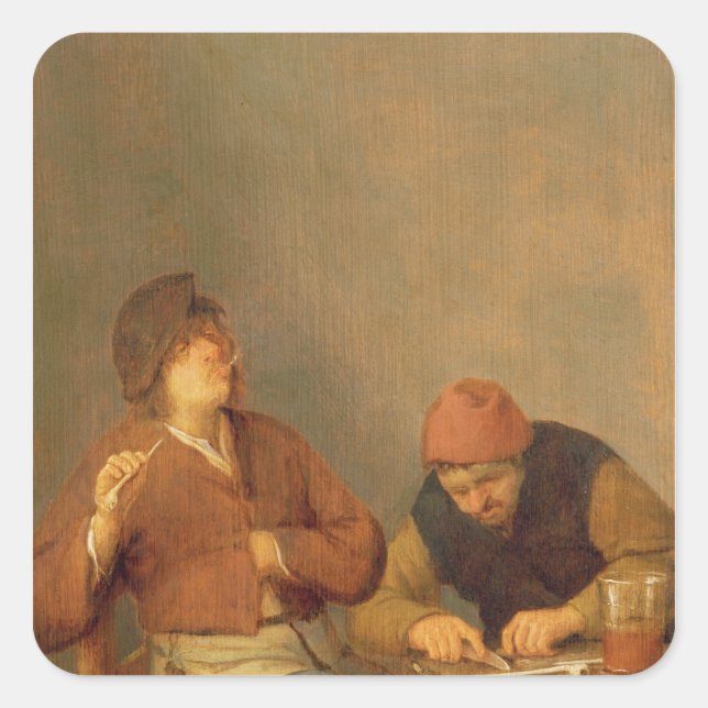 Adesivo Quadrado Dois Fumadores no Interior, 1643 (Frente)