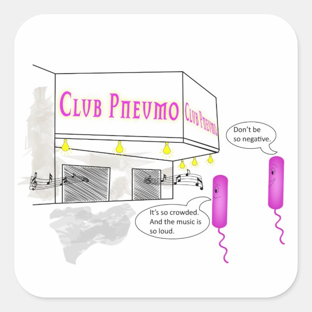 Adesivo Quadrado Dois gramas - Ros negativos andam em um bar (Frente)