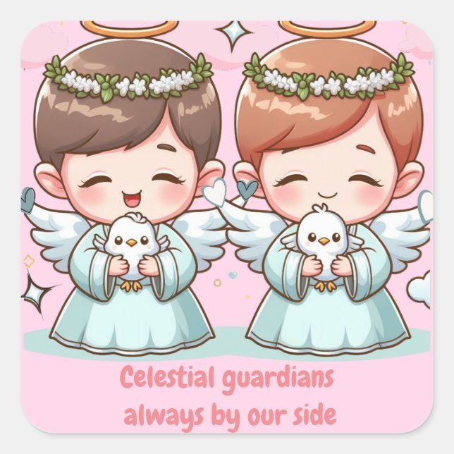 Adesivo Quadrado Dois guardiões celestiais (Frente)