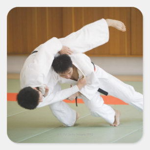 Adesivo Quadrado Dois homens que competem em um fósforo 2 do judo