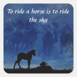 Adesivo Quadrado Dois palitos de cavalos de corrida cuidadosamente