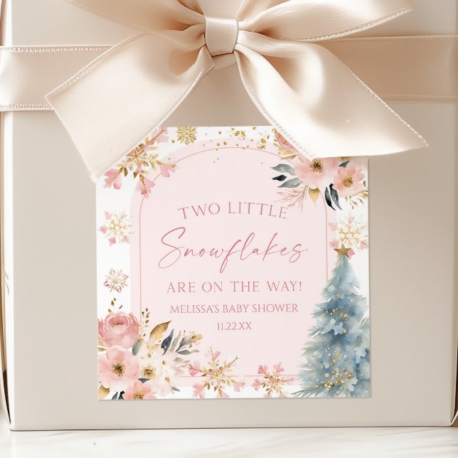 Adesivo Quadrado Dois pequenos flocos de neve Chá de fraldas dos Gê (Criador carregado)