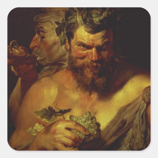 Adesivo Quadrado Dois Satyrs (óleo no painel) (Frente)