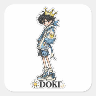 Adesivo Quadrado DOKI™ Sticker do Personagem Original Príncipe do